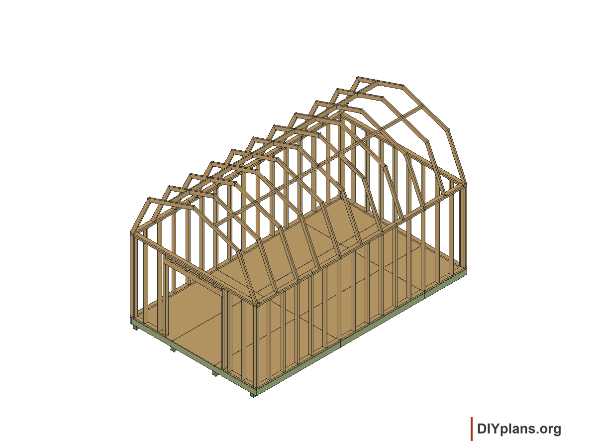 12 by 20 foot gambrel shed, gambrel roof frames