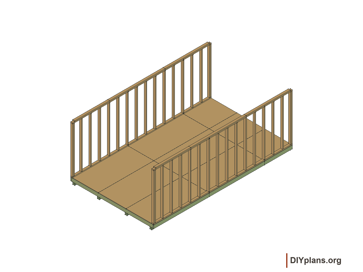 12 by 20 foot gambrel shed, side wall framing
