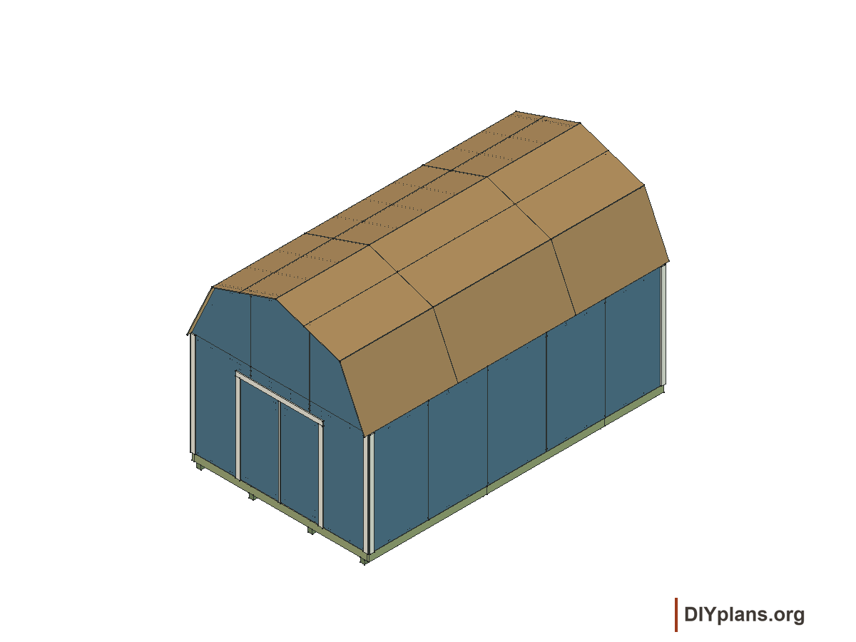 12 by 20 foot gambrel shed, door stops and exterior trim