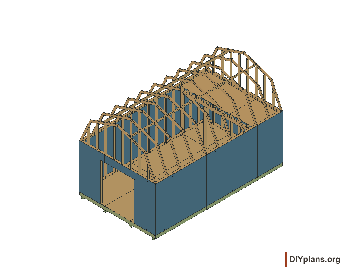12 by 20 foot gambrel shed, wall panels