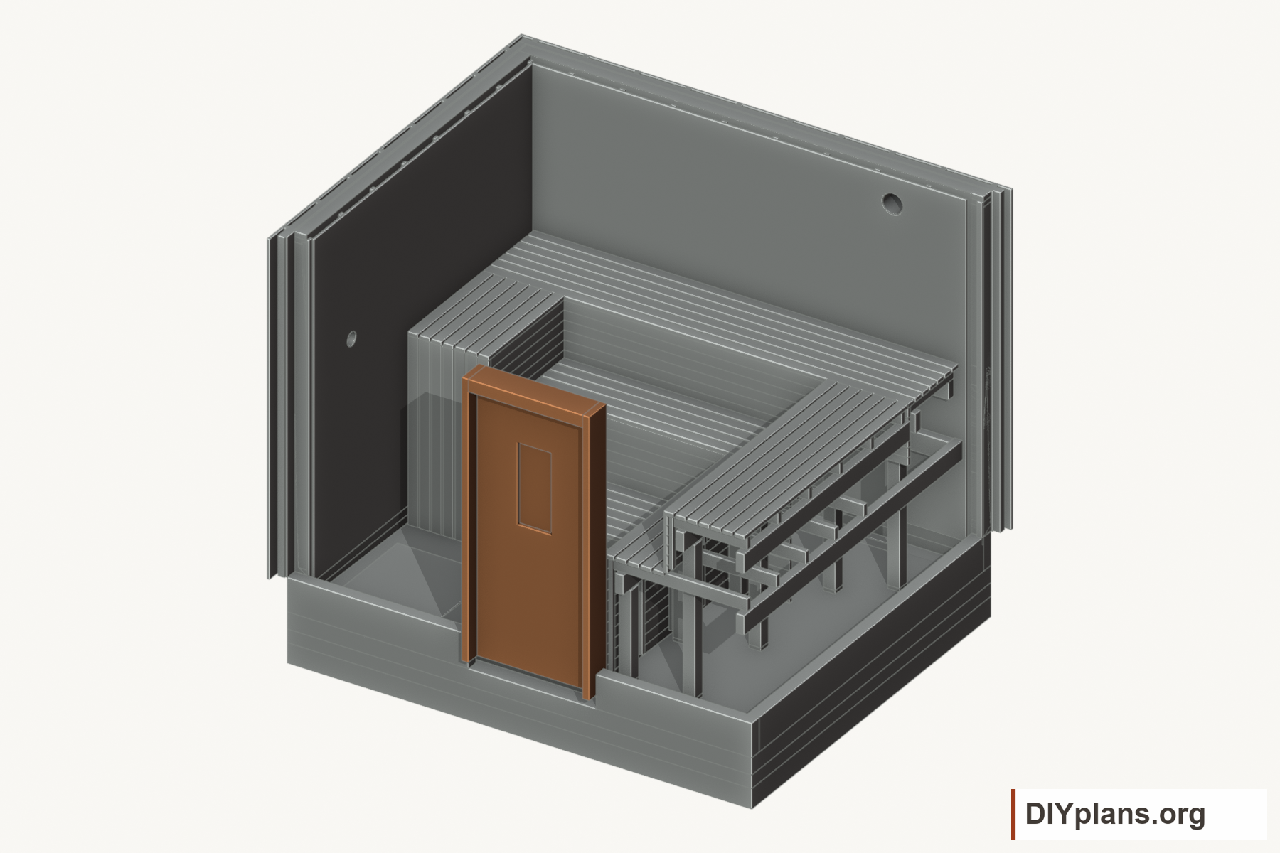 Fit the outward-opening door.