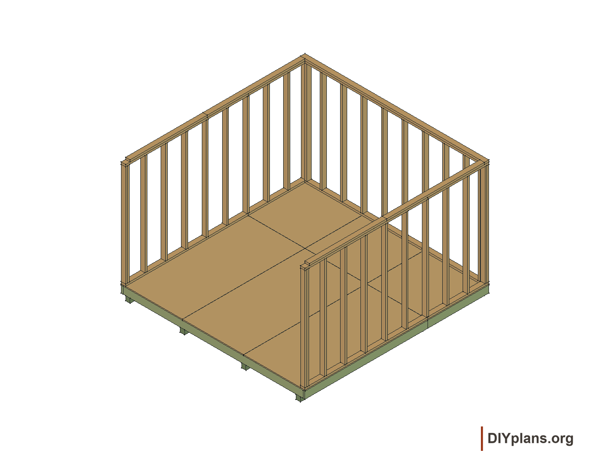 12 by 12 foot gambrel shed, back wall framing