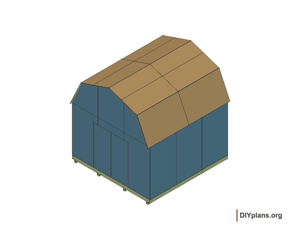 12 by 12 foot gambrel shed, door leaves