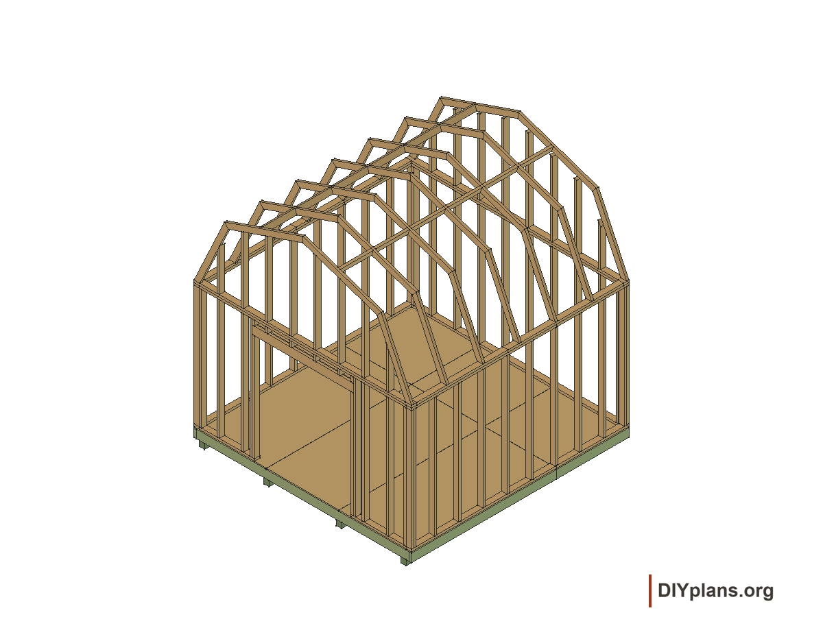12 by 12 foot gambrel shed, gable studs