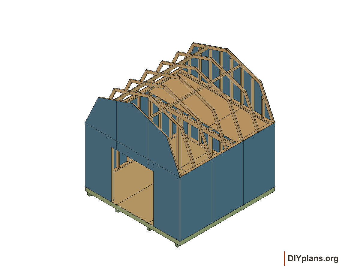12 by 12 foot gambrel shed, gable panels