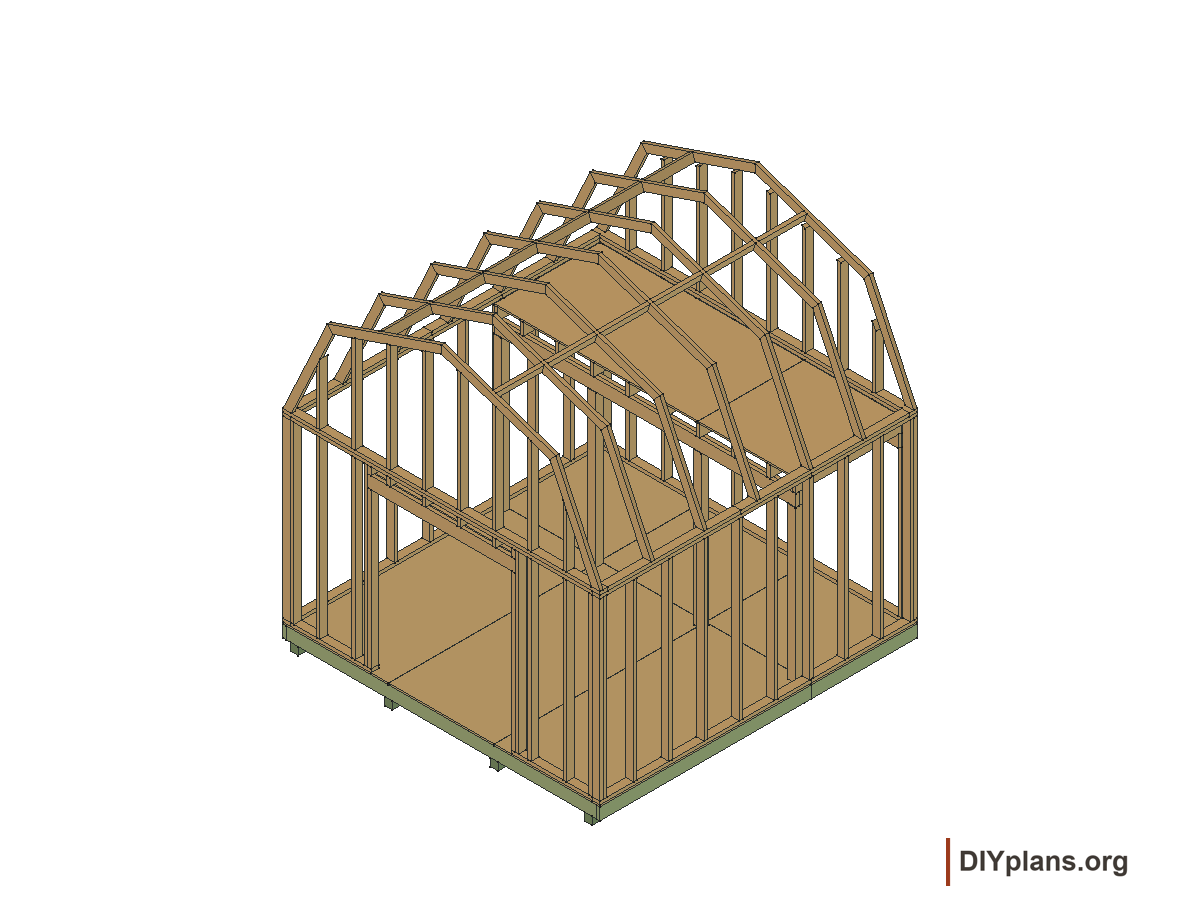 12 by 12 foot gambrel shed, loft panels