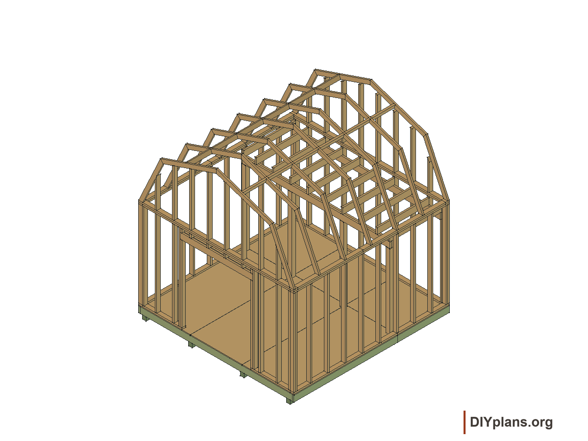 12 by 12 foot gambrel shed, loft joists