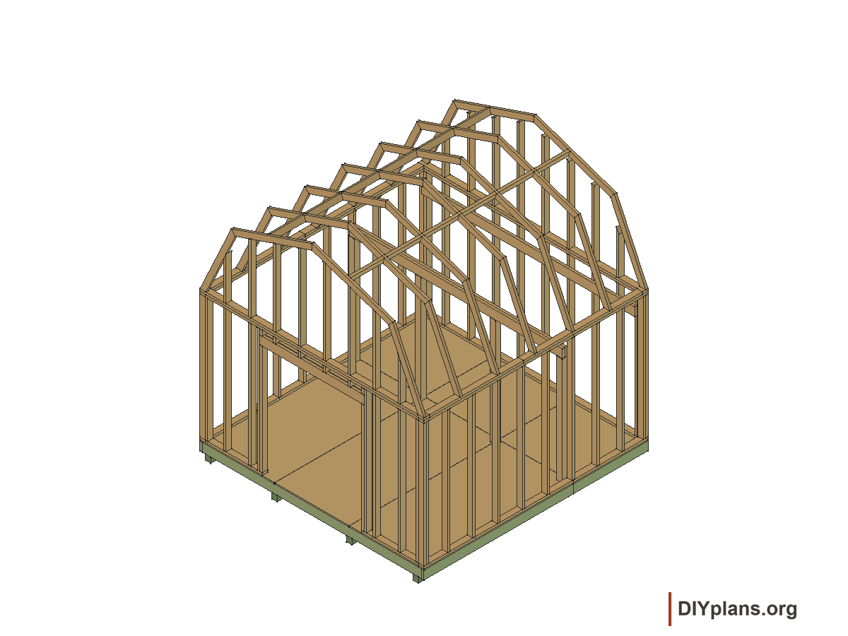 12 by 12 foot gambrel shed, loft posts and supports