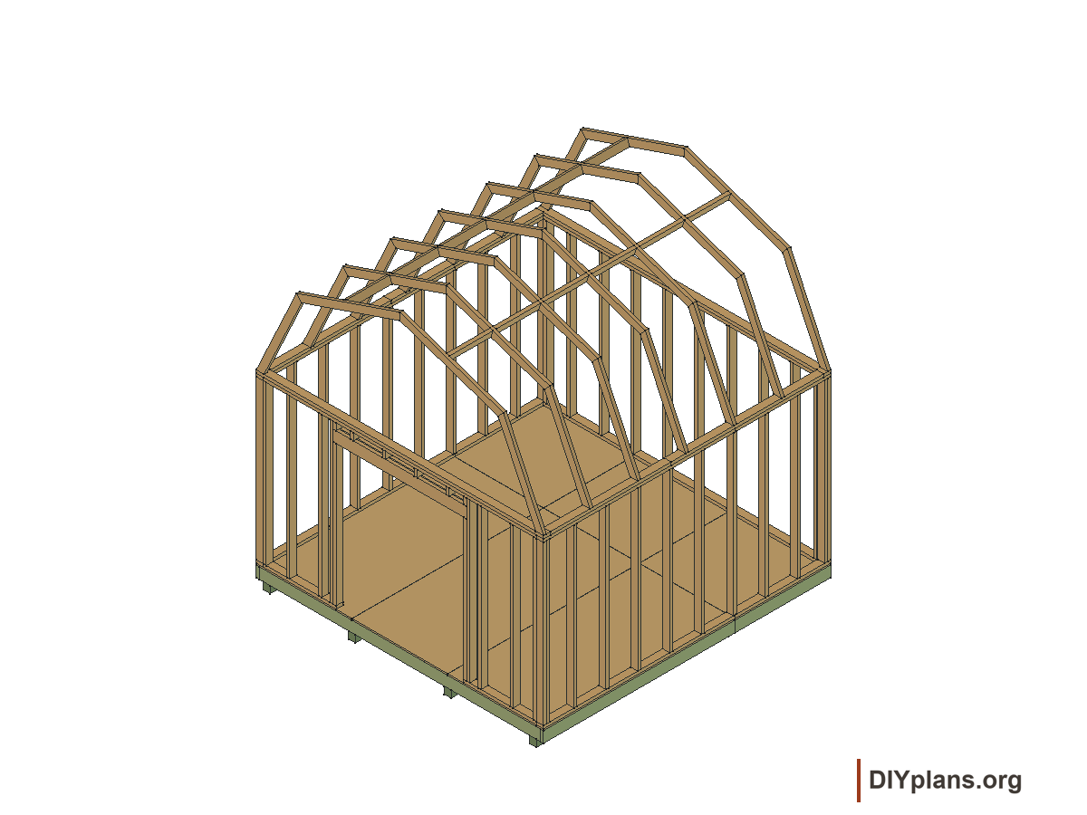 12 by 12 foot gambrel shed, gambrel roof frames