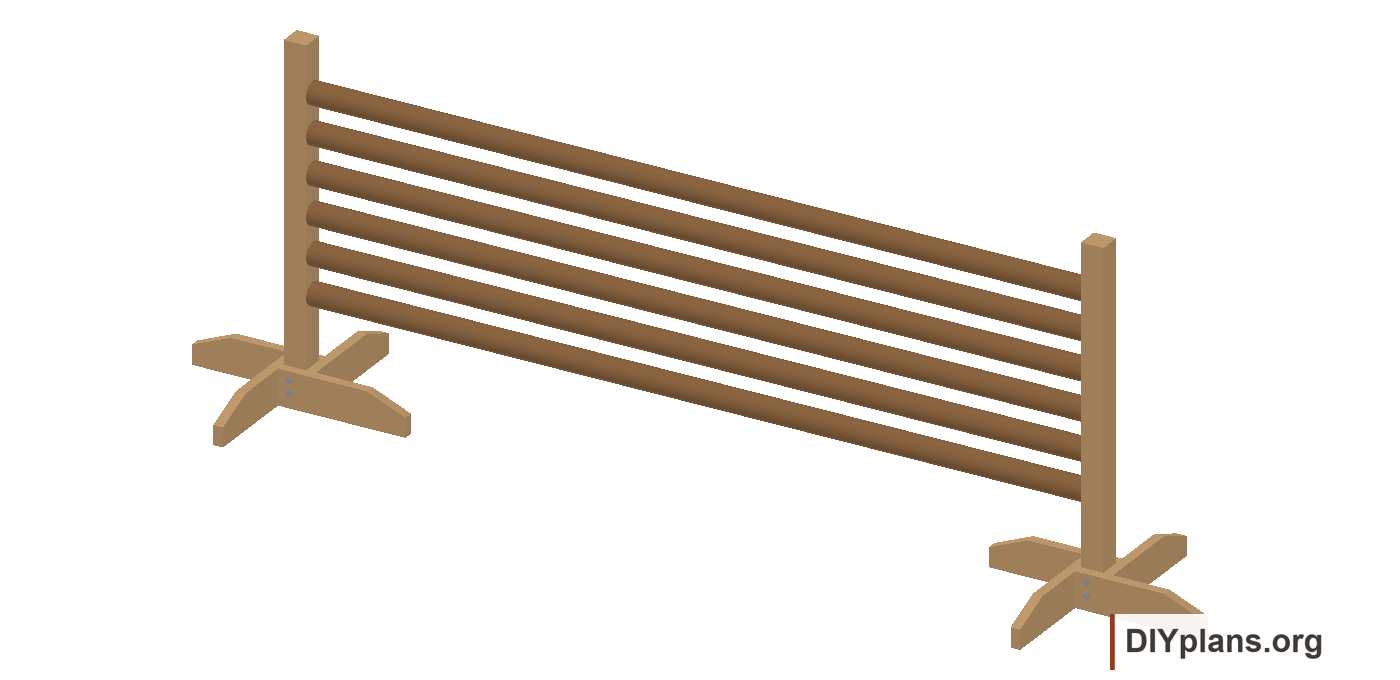 Natural rail horse jump with four-arm bases