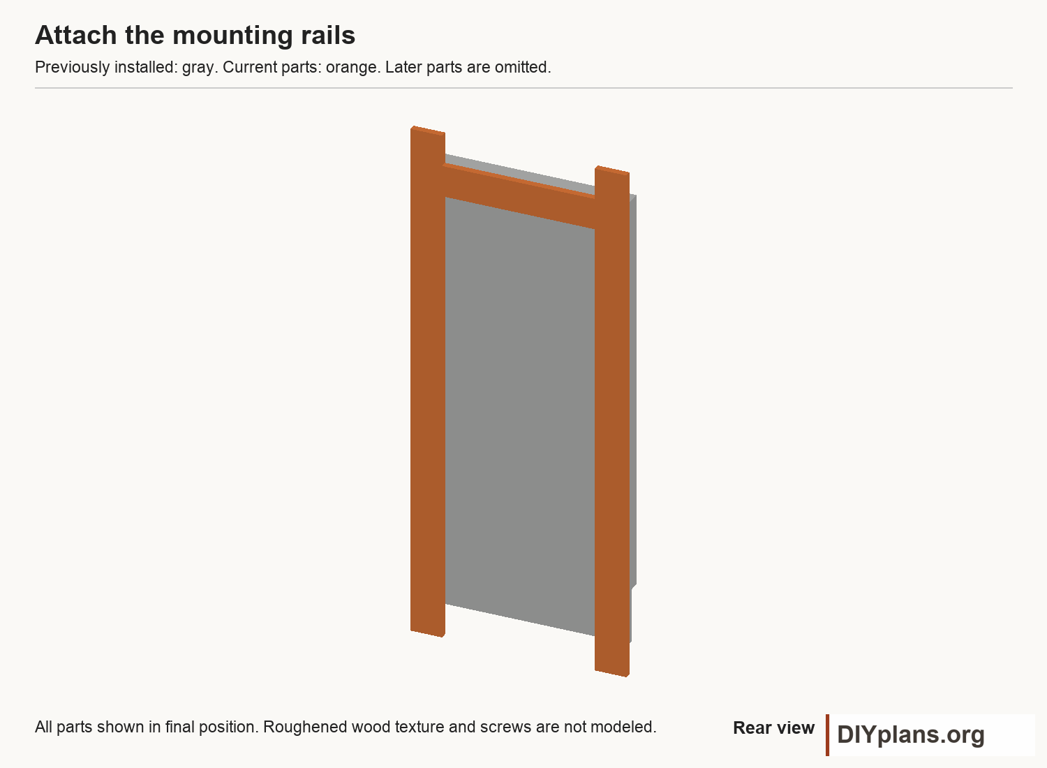 Attach the mounting rails for Large economy bat house