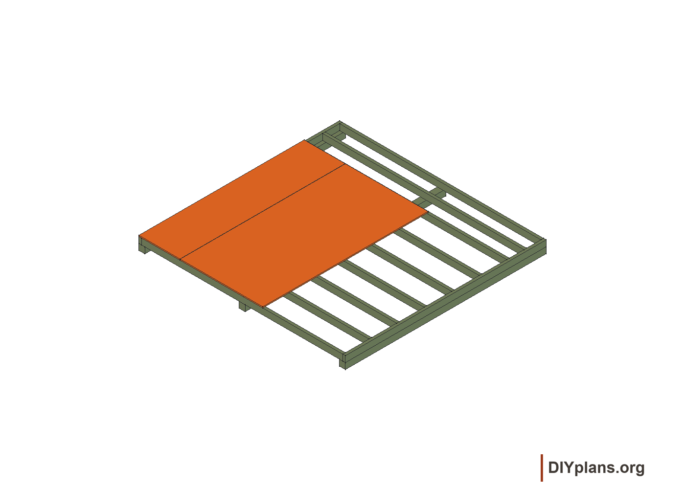 The first floor panels establish a square frame.