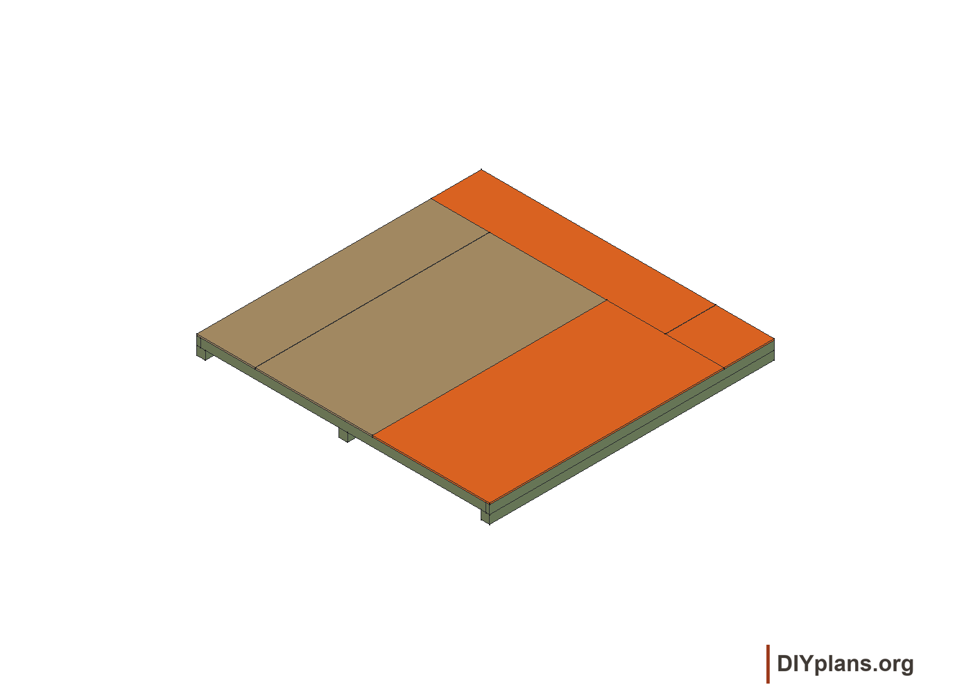 Completed 120 × 116⅝-inch floor deck.