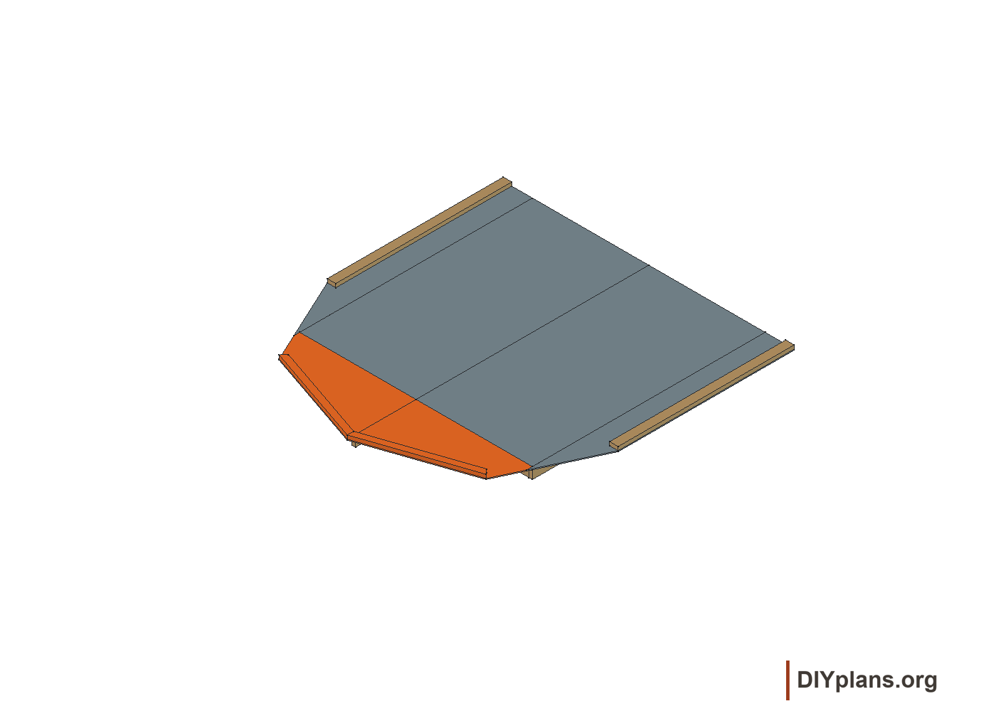 Back gable panels meet over the center post.