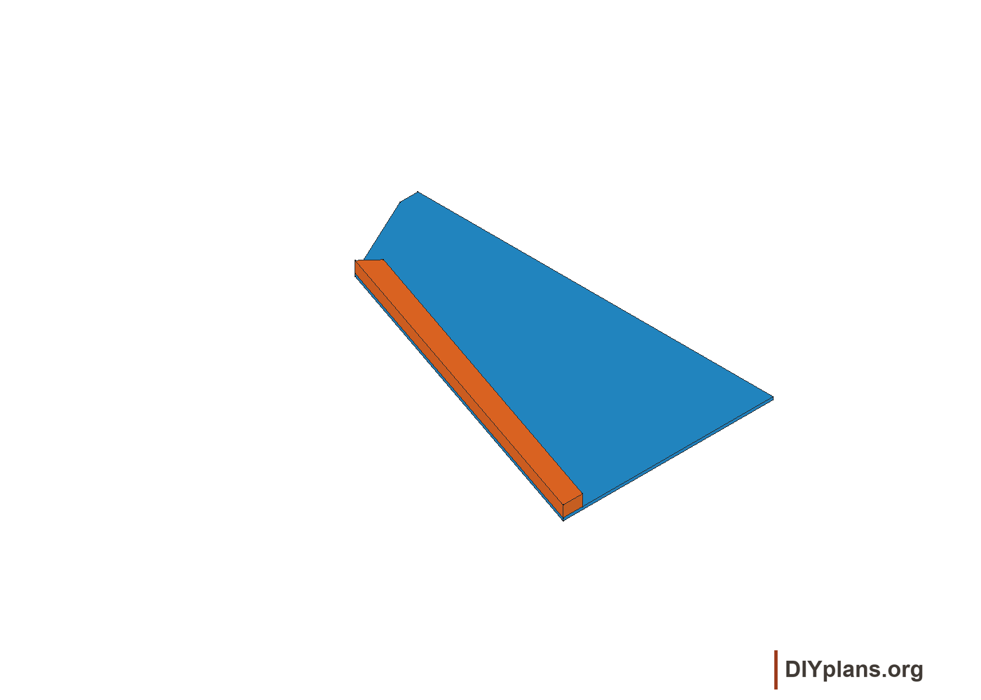 Upper end rafter in orange and its gable panel in blue.