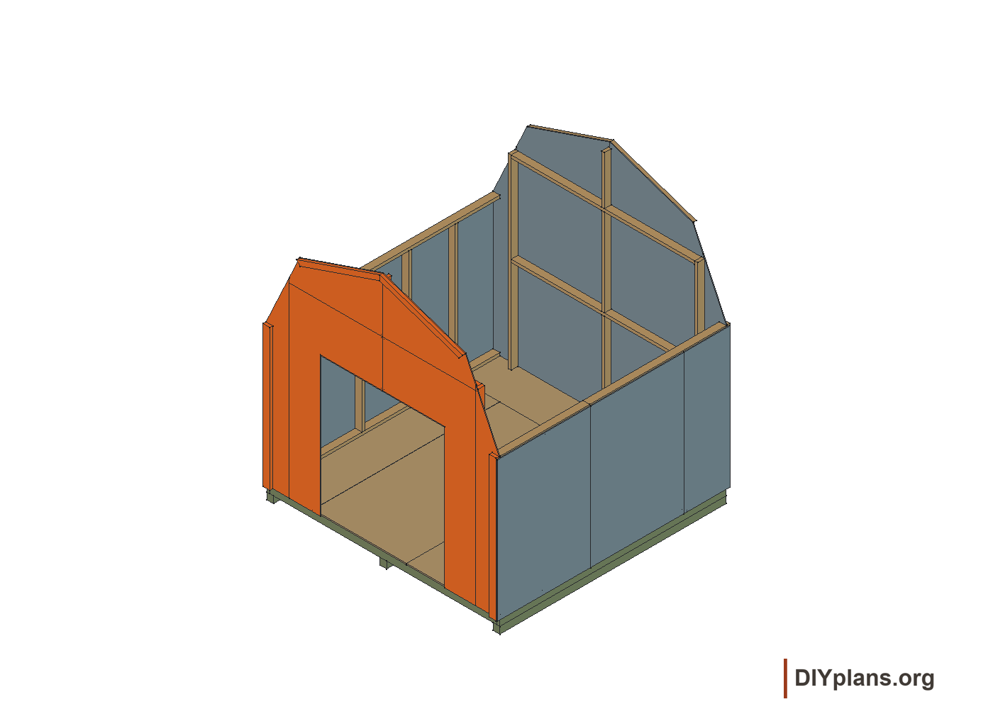 The front wall closes the framed shell.