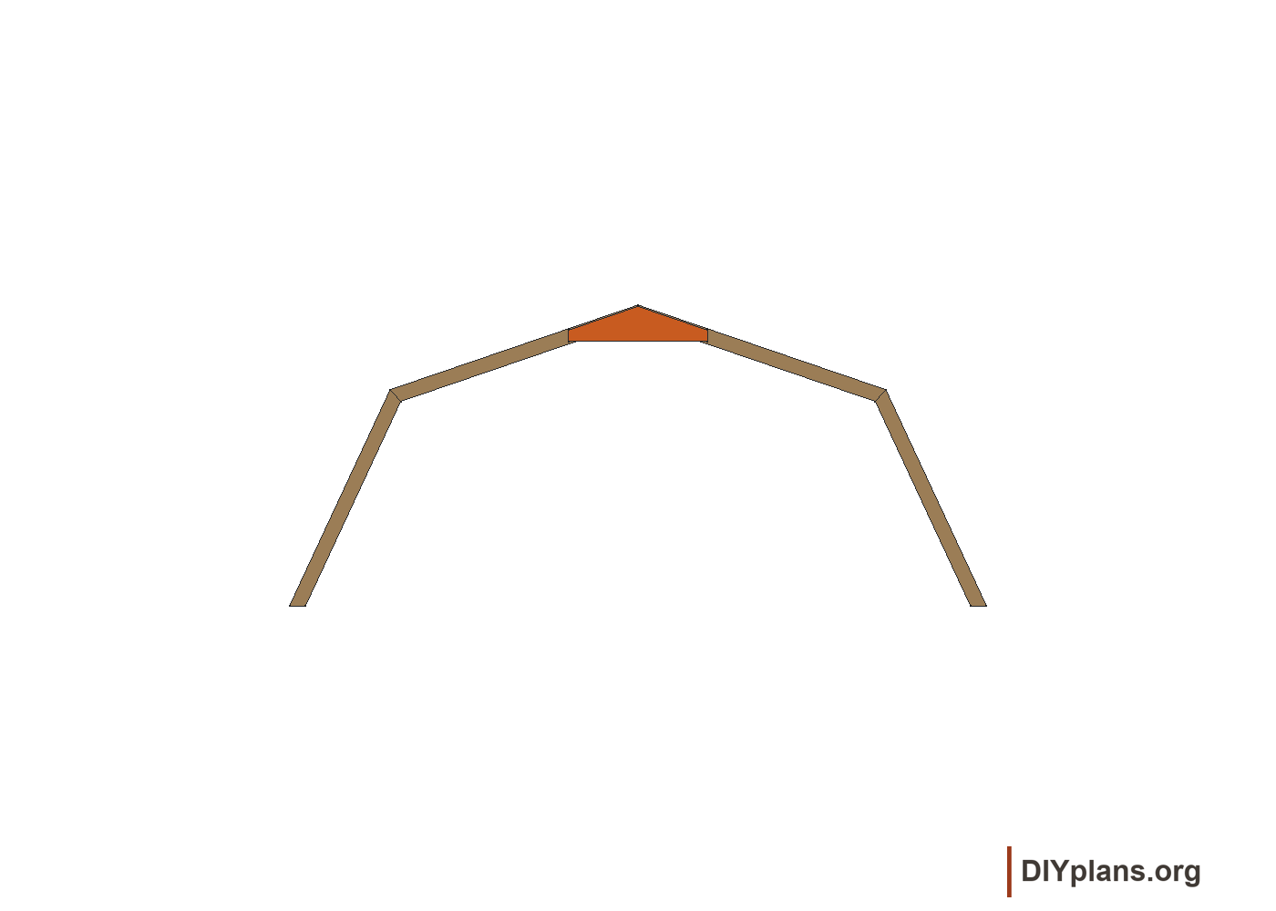 Peak gussets join the rafter halves.
