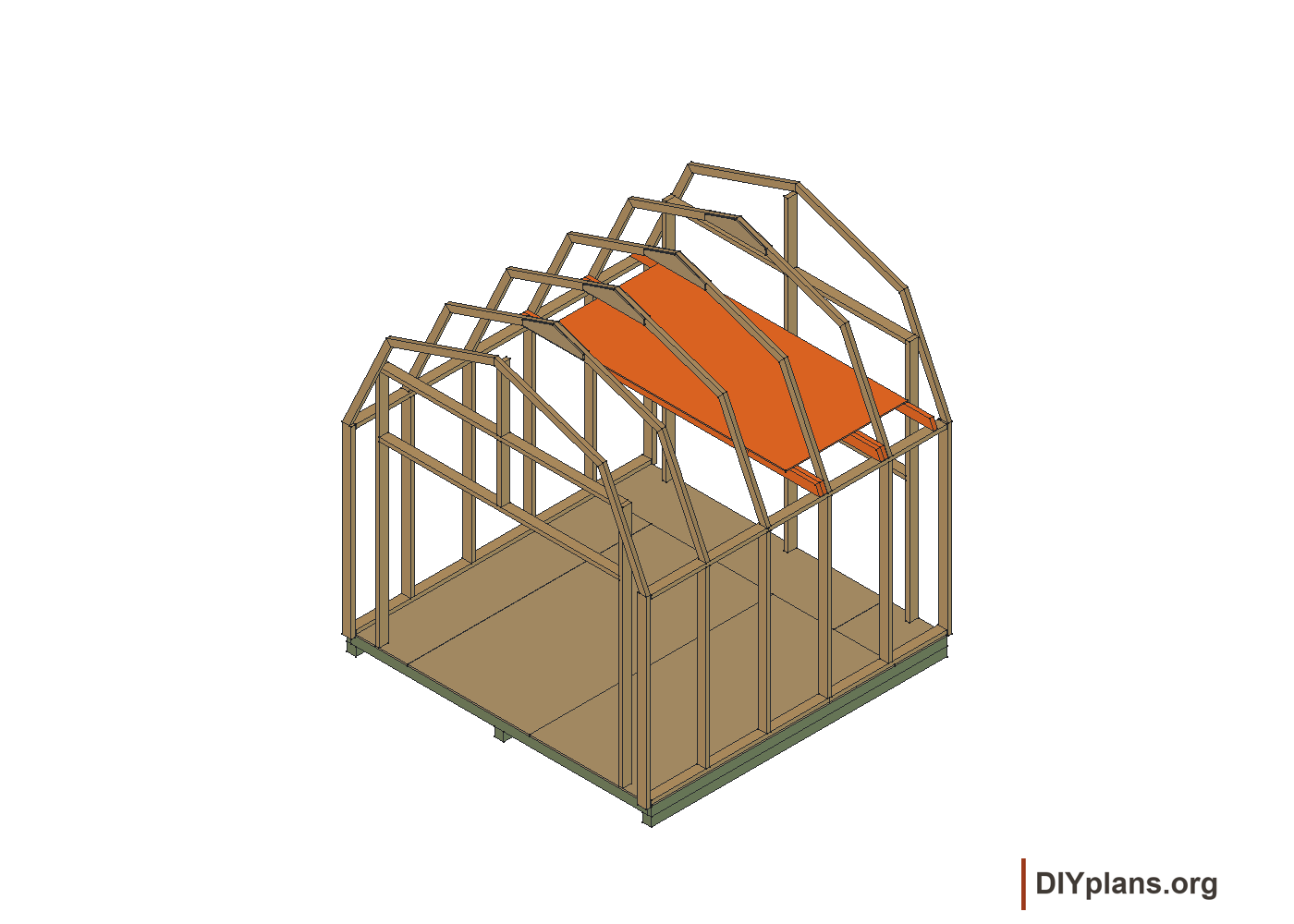 Roof panels hidden to show the loft supports.