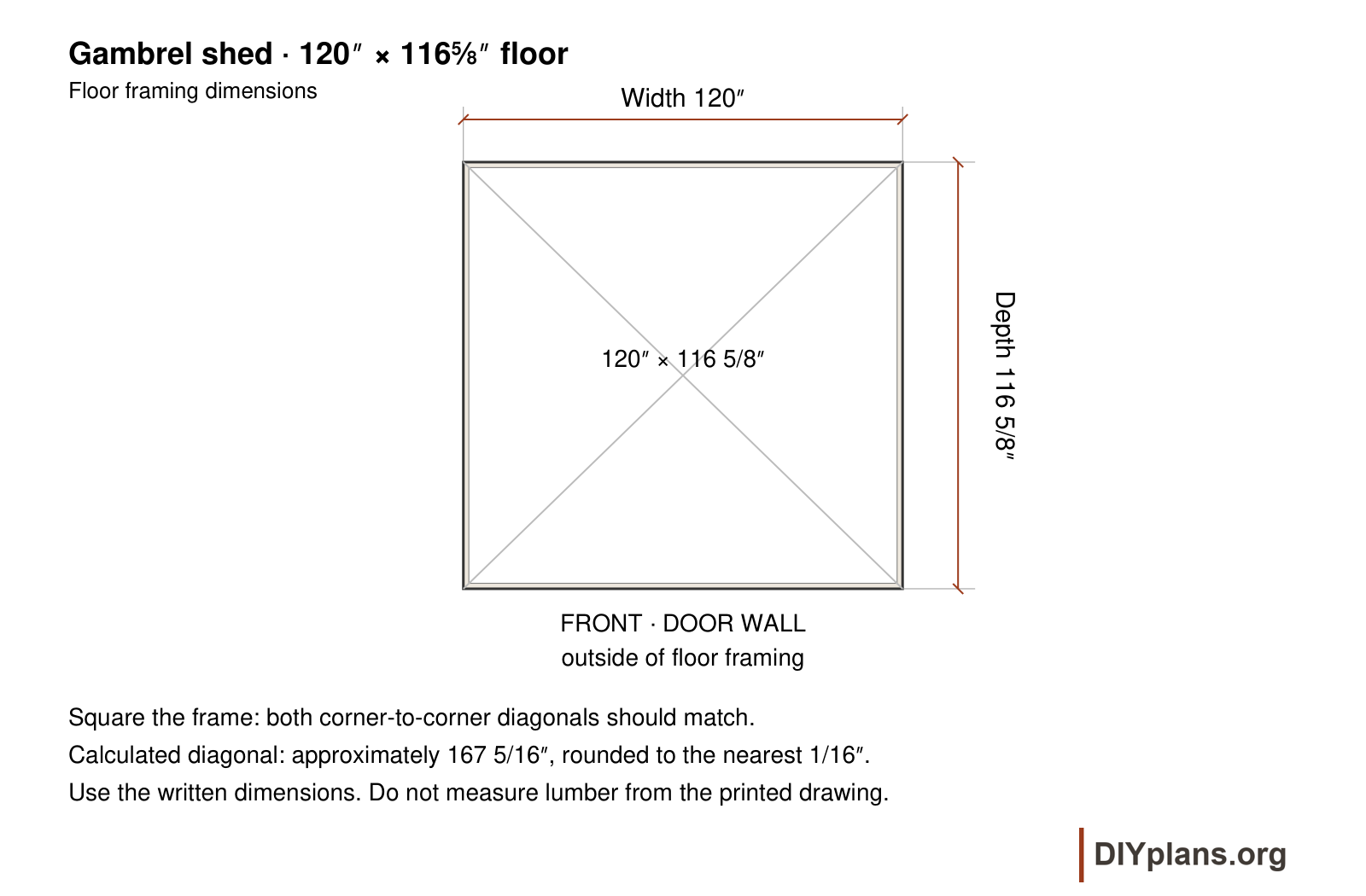 standard floor framing width, depth and diagonals