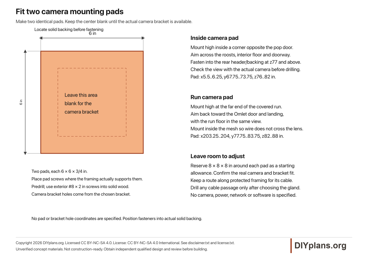 Inside and far-run camera pad positions
