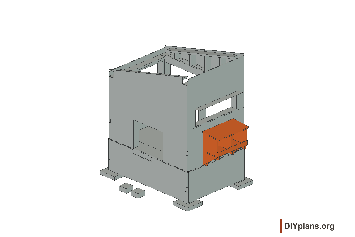 Build the nest bank; completed roof or wall parts are omitted for visibility.