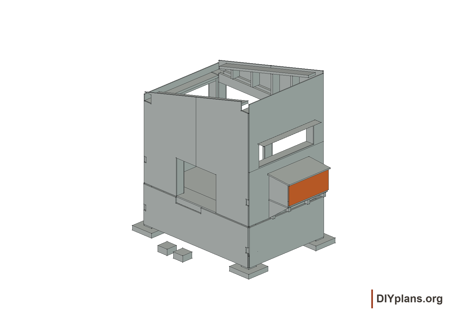 Hang the egg hatch; completed roof or wall parts are omitted for visibility.