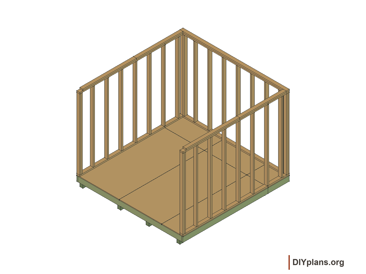10 by 10 foot gambrel shed, back wall framing