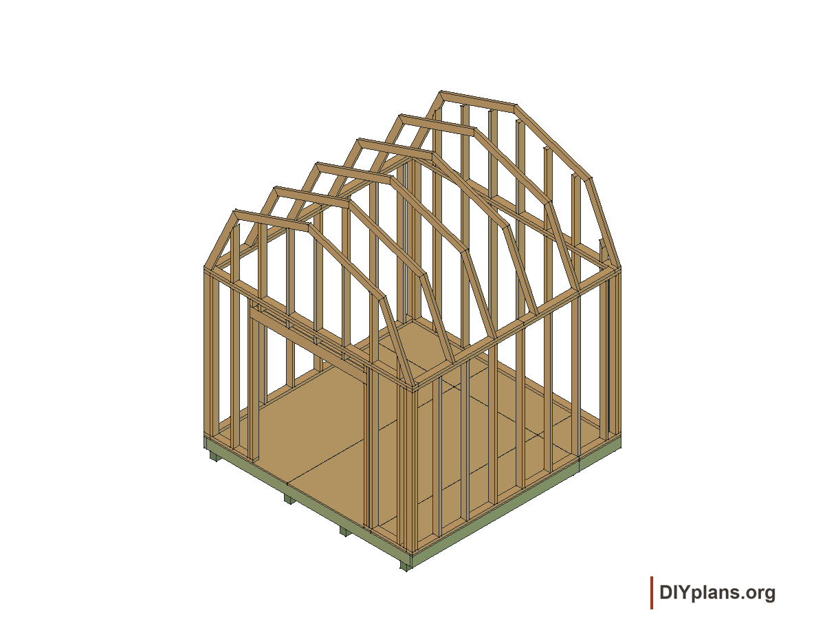 10 by 10 foot gambrel shed, gable studs
