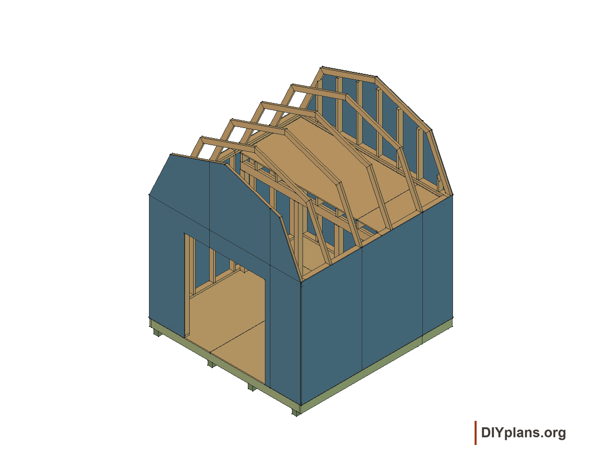 10 by 10 foot gambrel shed, gable panels