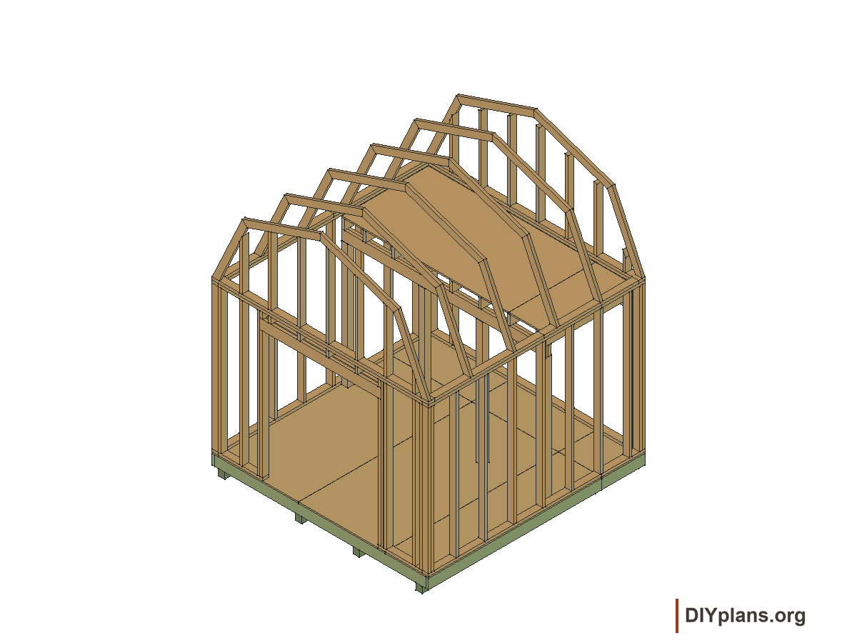 10 by 10 foot gambrel shed, loft panels
