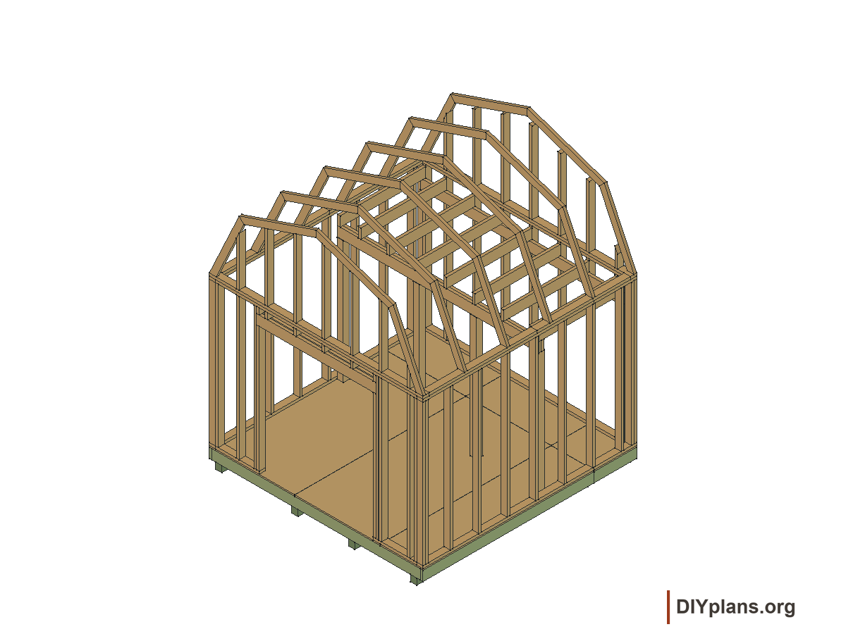 10 by 10 foot gambrel shed, loft joists