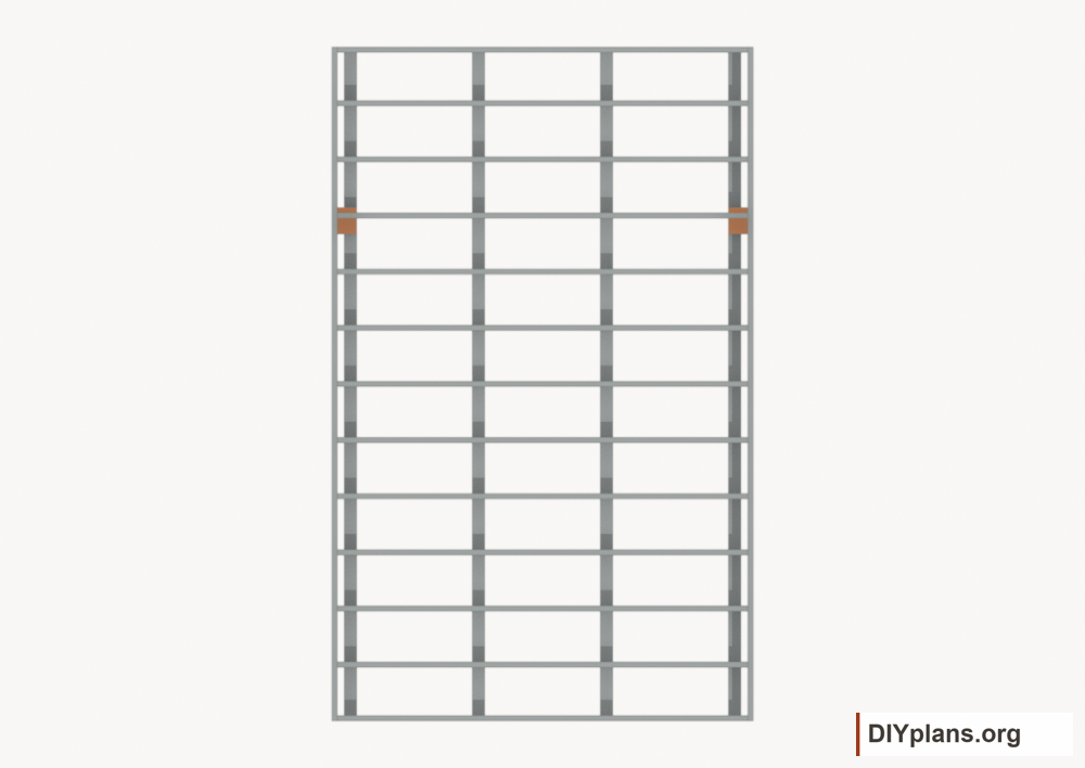 Install the loft bearing blocks. Current components orange; earlier work gray.
