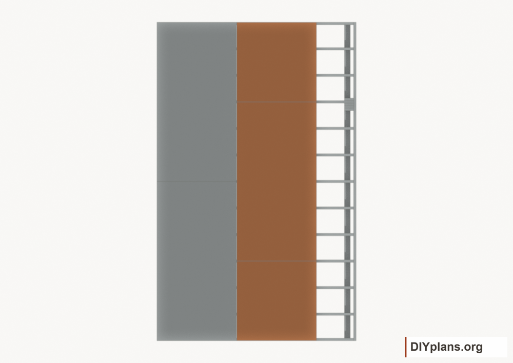 Lay floor strip 2. Current components orange; earlier work gray.