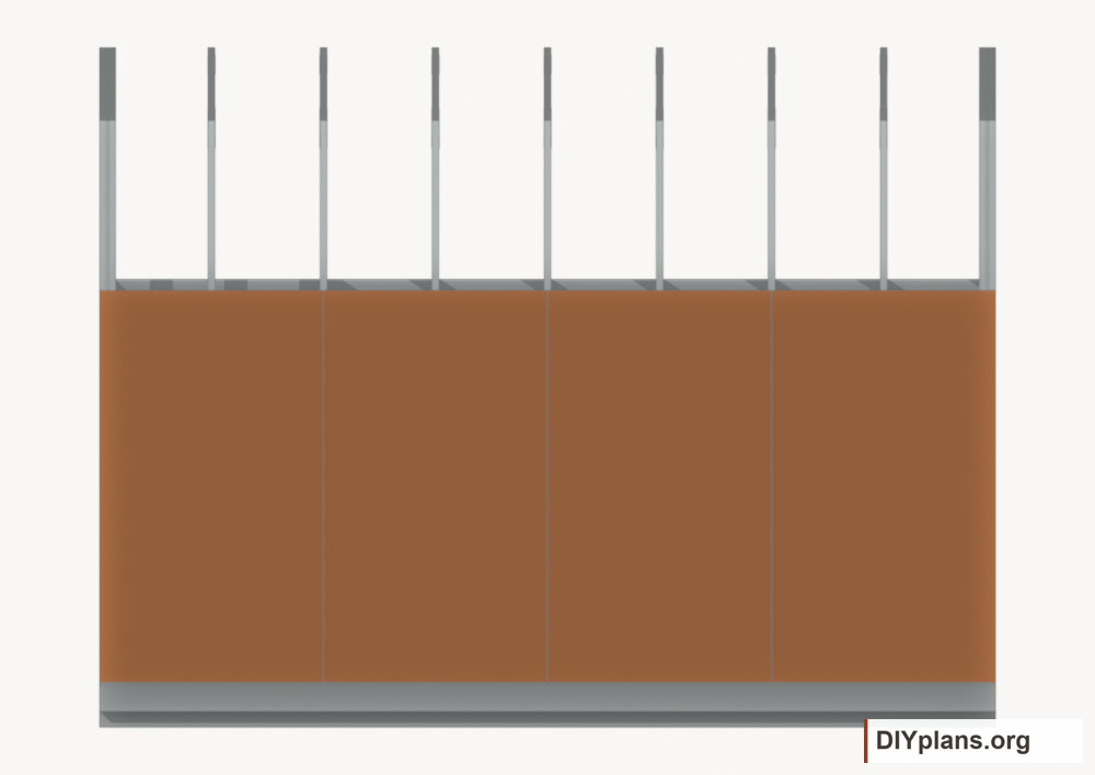 Fasten the right wall siding. Current components orange; earlier work gray.