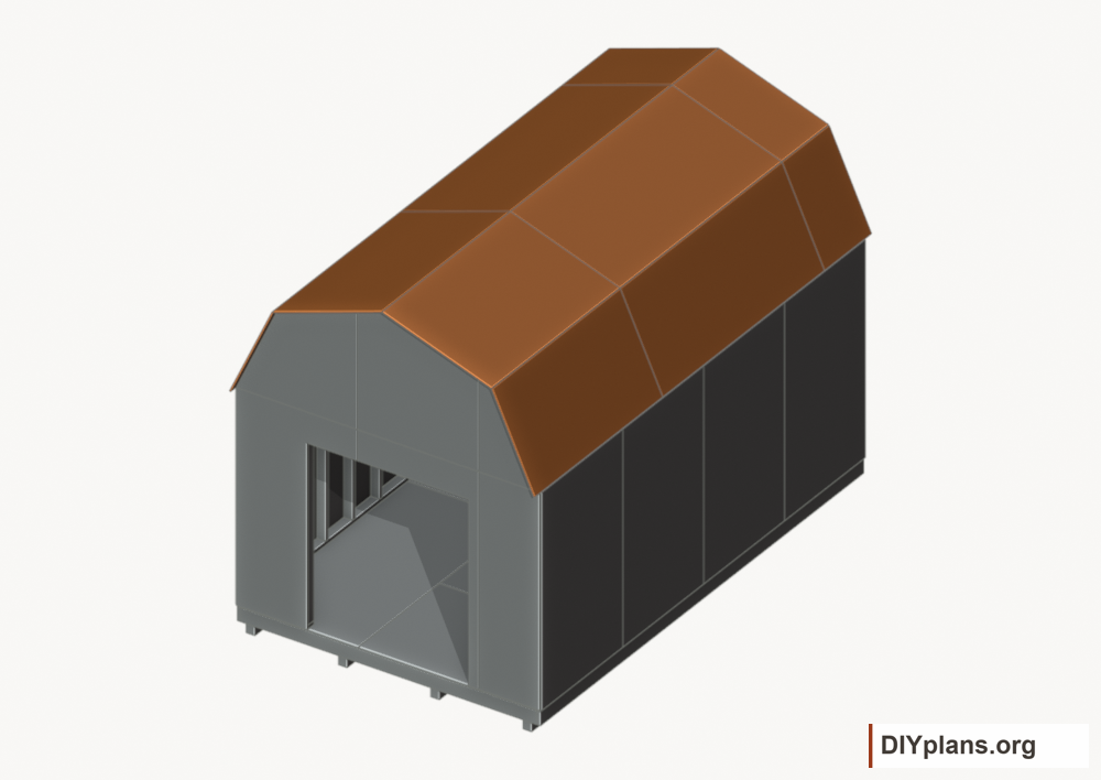 Fasten the roof sheathing. Current components orange; earlier work gray.