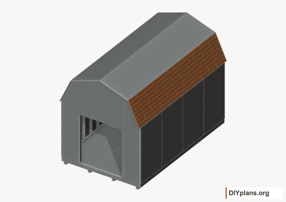 Shingle the lower roof facets. Current components orange; earlier work gray.