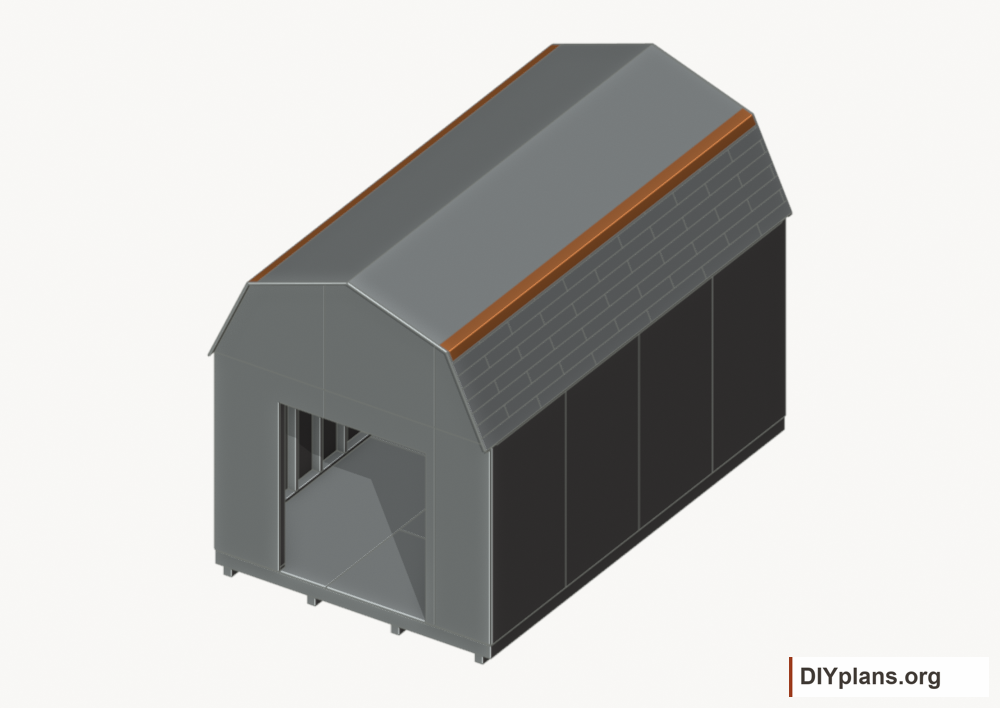 Flash the gambrel knees. Current components orange; earlier work gray.