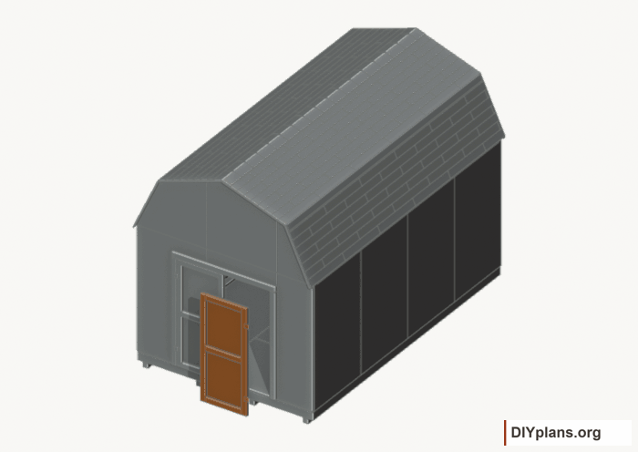 Build and hang the right door. Current components orange; earlier work gray. Movement.