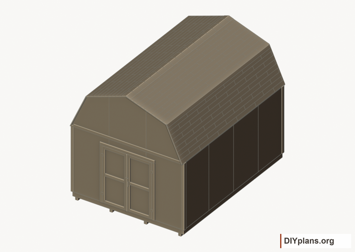 Completed 12 × 16 gambrel shed