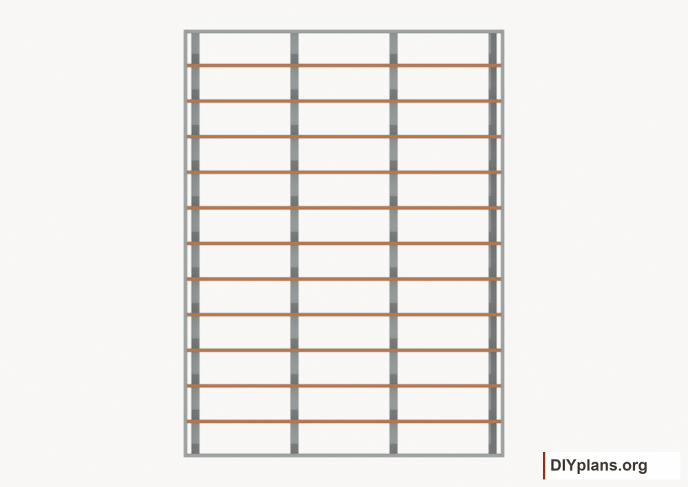 Install the floor joists. Current components orange; earlier work gray.