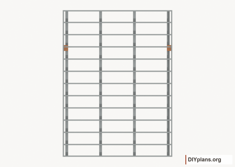 Install the loft bearing blocks. Current components orange; earlier work gray.
