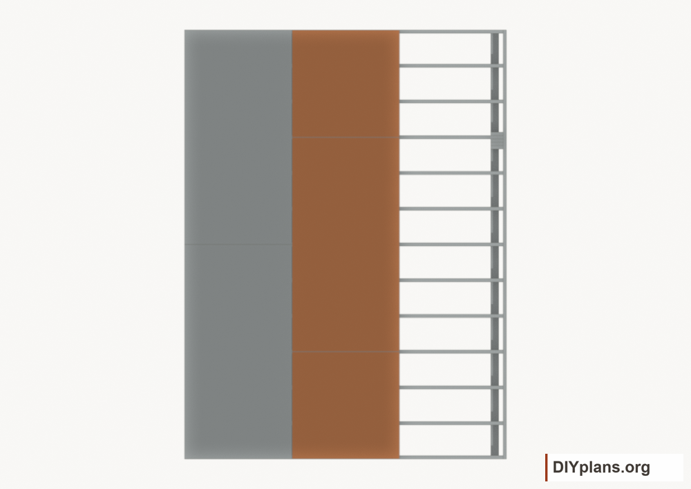 Lay floor strip 2. Current components orange; earlier work gray.