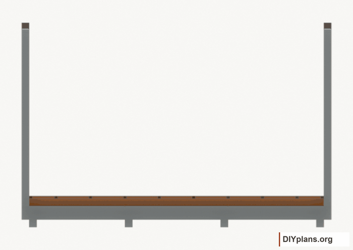 Assemble and raise the rear wall. Current components orange; earlier work gray. Movement.