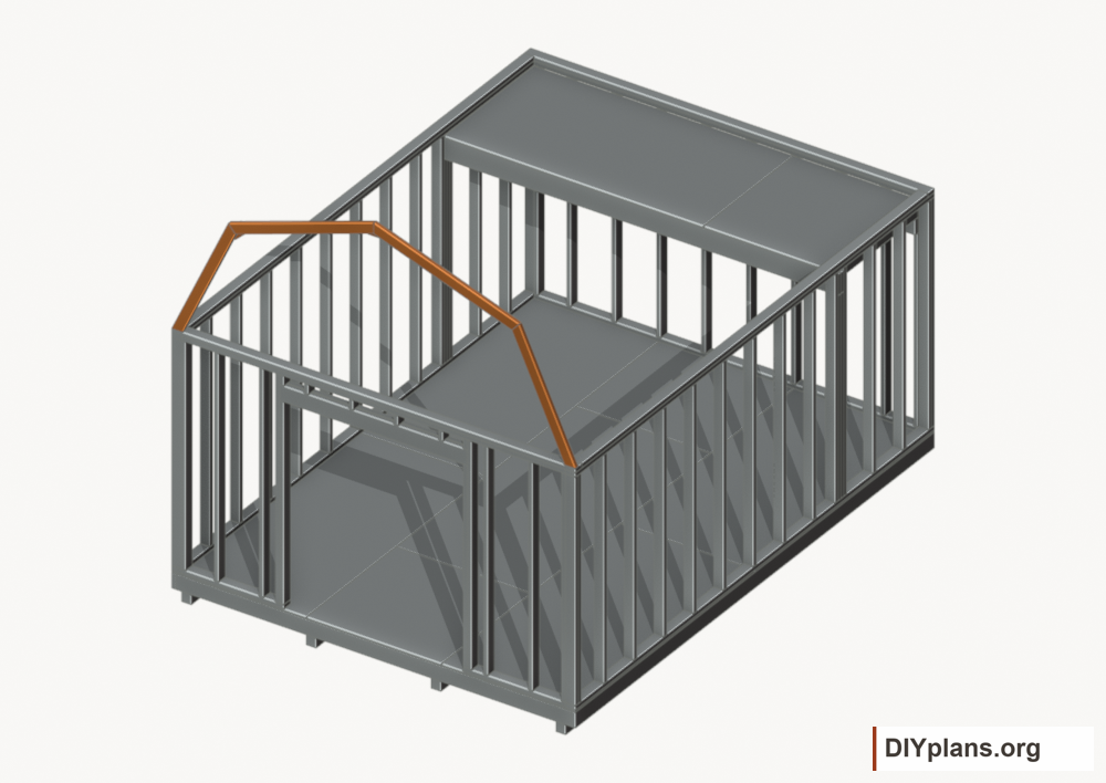 Raise the front end roof frame. Current components orange; earlier work gray.