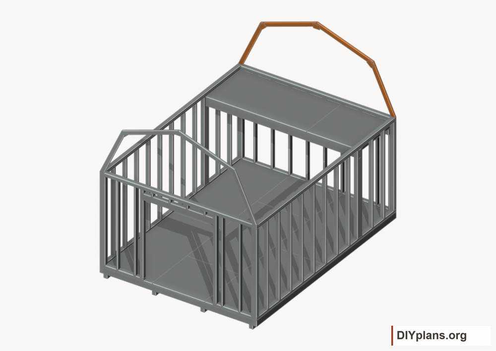 Raise the rear end roof frame. Current components orange; earlier work gray.