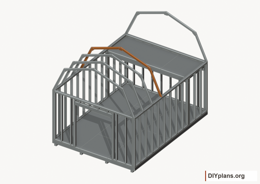 Raise the intermediate 3 roof frame. Current components orange; earlier work gray.