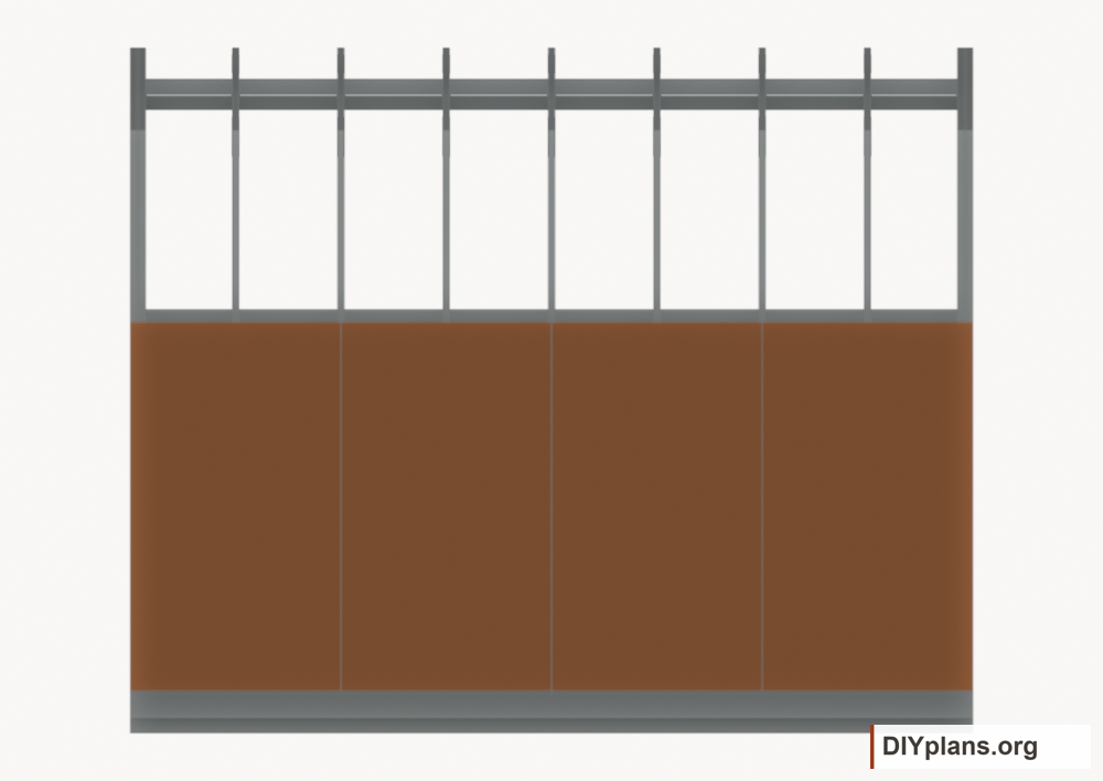 Fasten the left wall siding. Current components orange; earlier work gray.