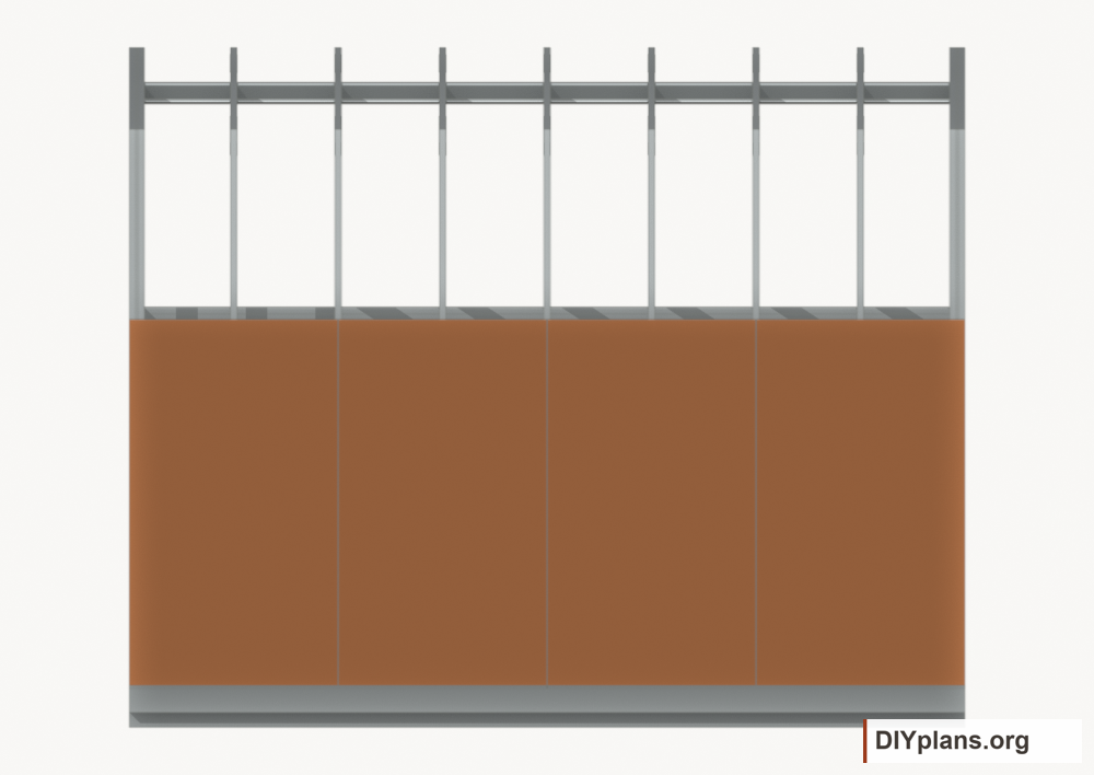 Fasten the right wall siding. Current components orange; earlier work gray.
