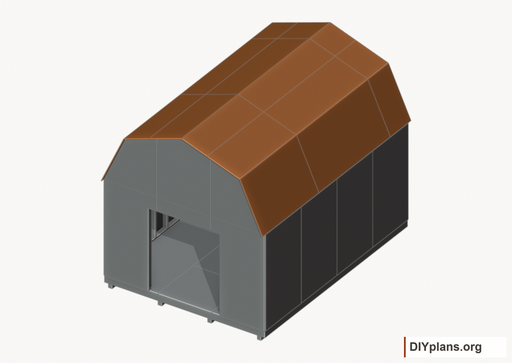 Fasten the roof sheathing. Current components orange; earlier work gray.