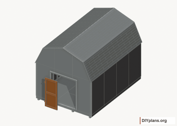 Build and hang the left door. Current components orange; earlier work gray. Movement.